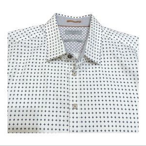 Ted Baker London Size 7 Short Sleeve Button Up Shirt geometric print XL